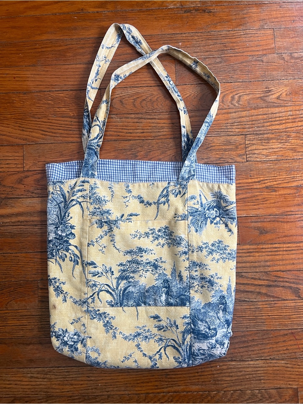 Handmade Blue Toile de Jouy Quilted Cotton Tote Bag | Cottagecore French Country
